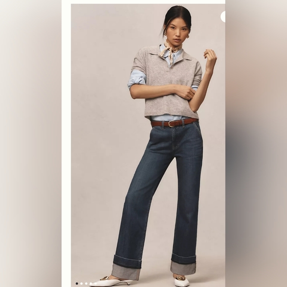 Pilcro Denim - The Francais Mid Rise Cuffed Jeans By Pilcro Size 32